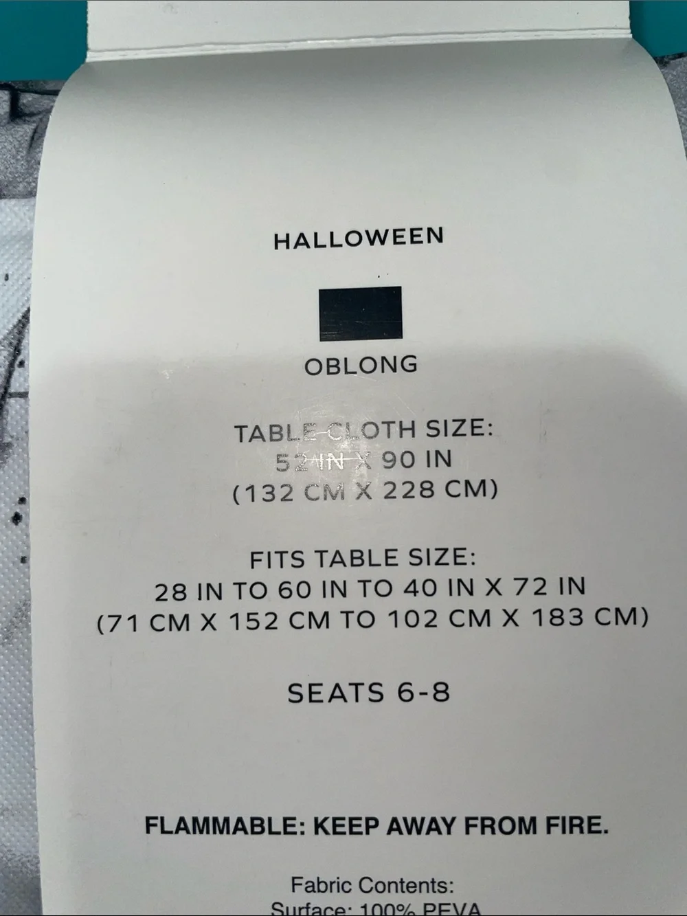 Place & Time “eclipse” 52” x 90” vinyl tablecloth with light flannel backing-NWT